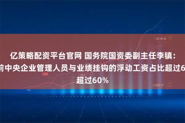 亿策略配资平台官网 国务院国资委副主任李镇：目前中央企业管理人员与业绩挂钩的浮动工资占比超过60%