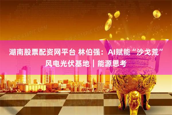 湖南股票配资网平台 林伯强：AI赋能“沙戈荒”风电光伏基地︱能源思考